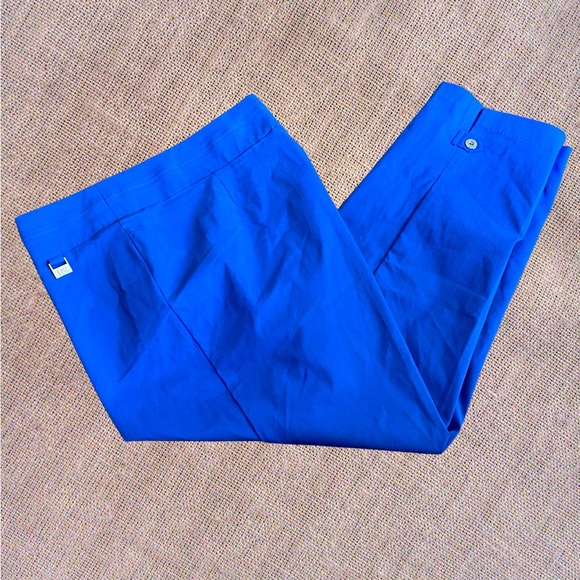 Rafaella Pants - Rafaella Comfort Stretch Crop Pants blue size 14 stretch pull on silver details